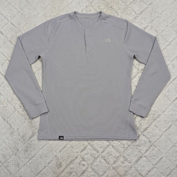 The North Face Shirt Mens M Gray Thermal Henley Long Sleeve Outdoor Hike - Picture 1 of 9